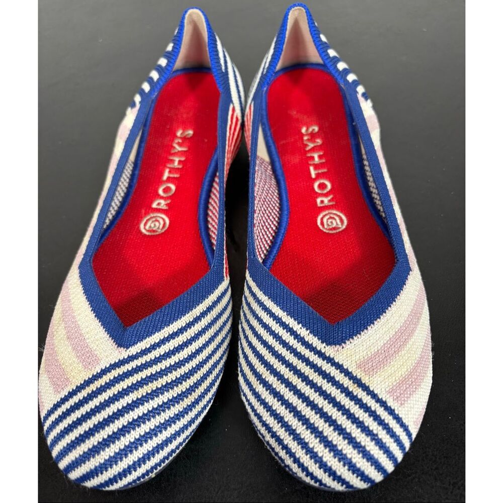 Rothy’s mixed striped round toe flats size 8.5